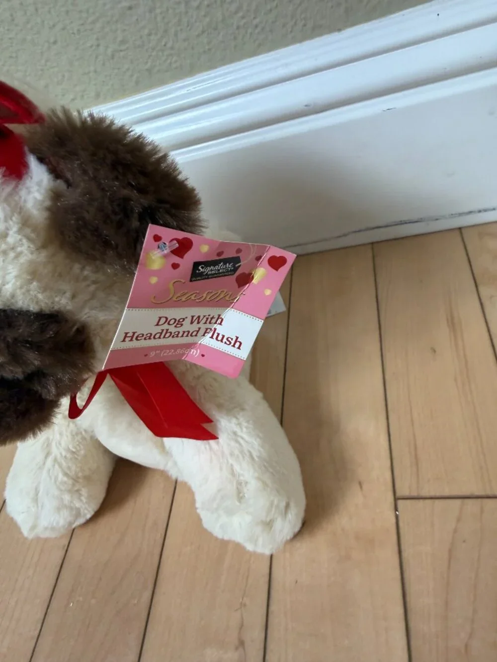 Signature Seasons Plush Stuffed Pug Dog Valentine's Day Heart Theme new NWT